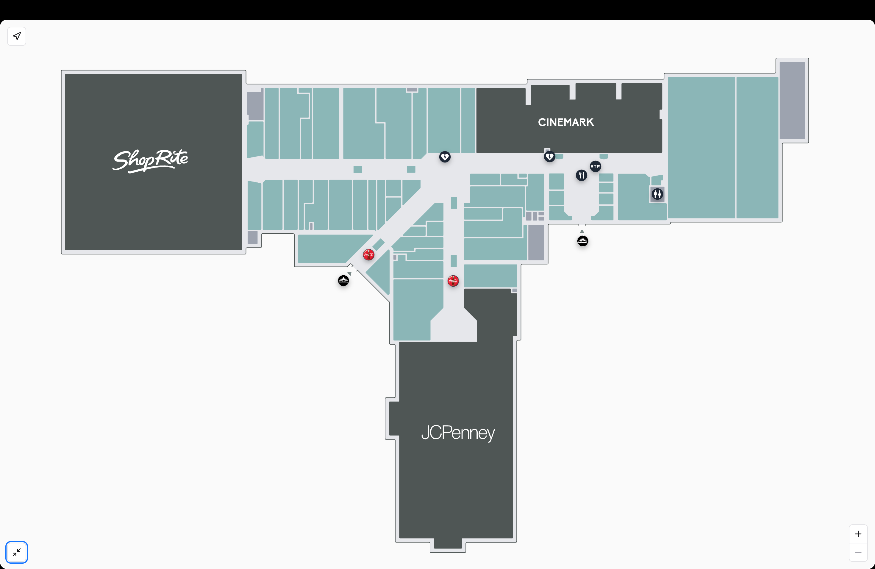 Stroud Mall floor plan showing ShopRite, Cinemark, JCPenney and show booth locations